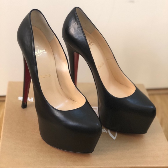 Christian Louboutin Black Daffodile Leather Pumps